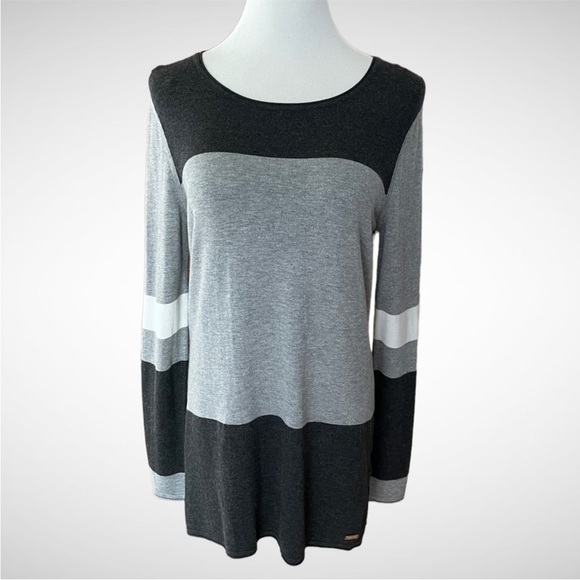 NWT Calvin Klein Colorblock Scoopneck Sweater Long Sleeves - Picture 1 of 10